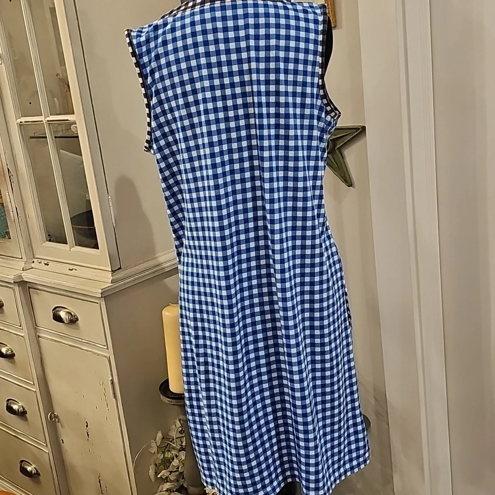 LANDS' END X Draper‎ James Gingham T-Shirt Dress Size Medium - Picture 4 of 8